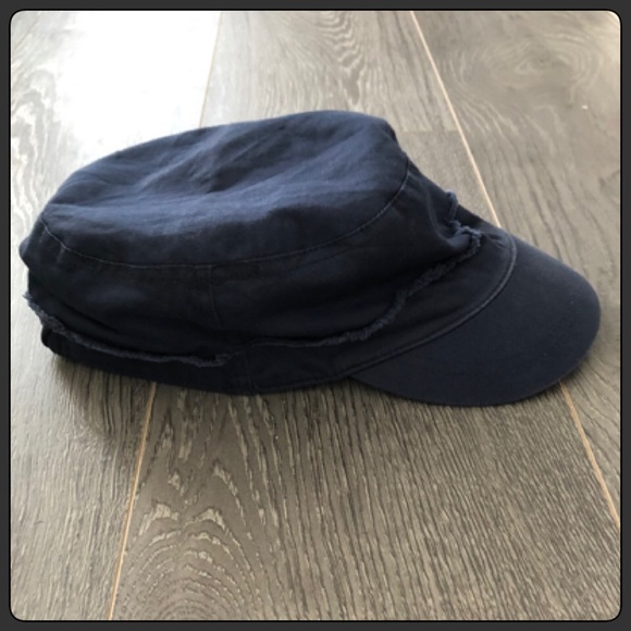 Navy Blue Button Accent Baker Boy Hat - Picture 4 of 6